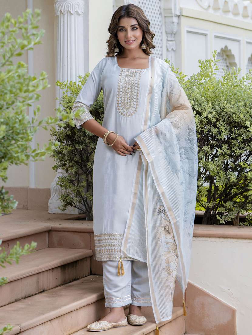 women three quarter sleeve kurta pant with dupatta set - 21684295 -  Zoom Image - 0