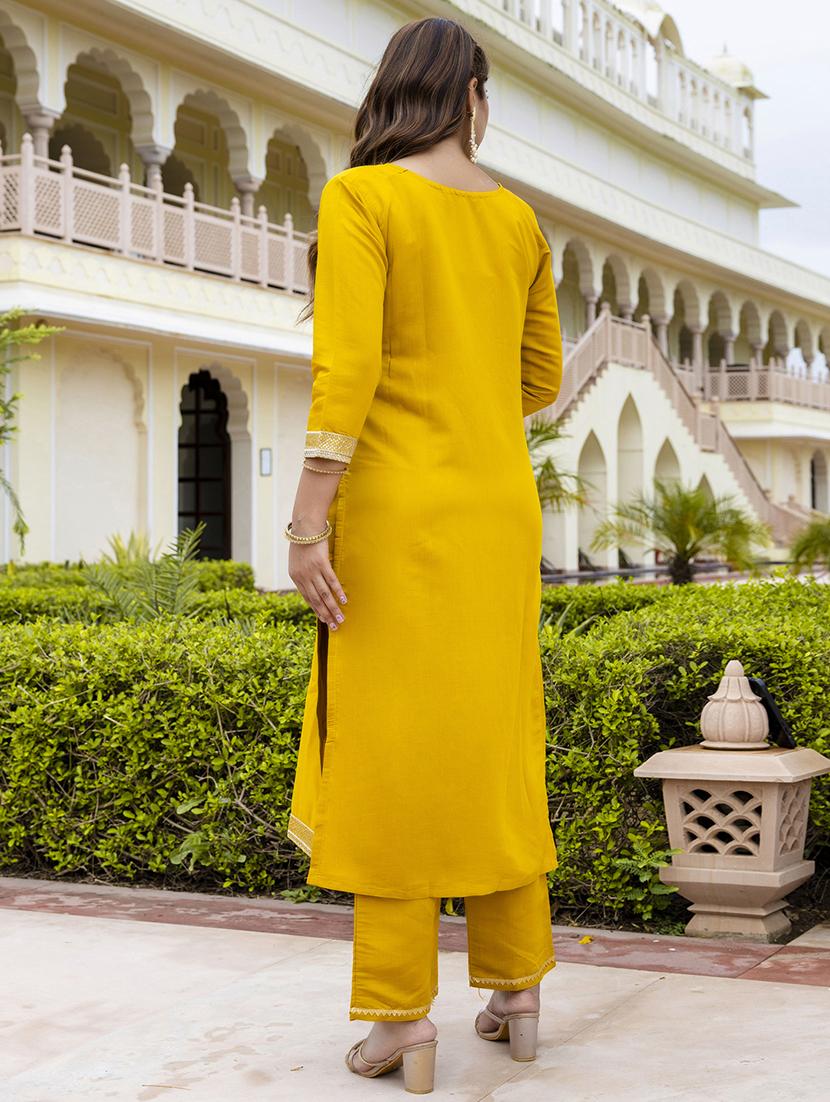 women three quarter sleeve kurta pant with dupatta set - 21684298 - Standard Image - 3