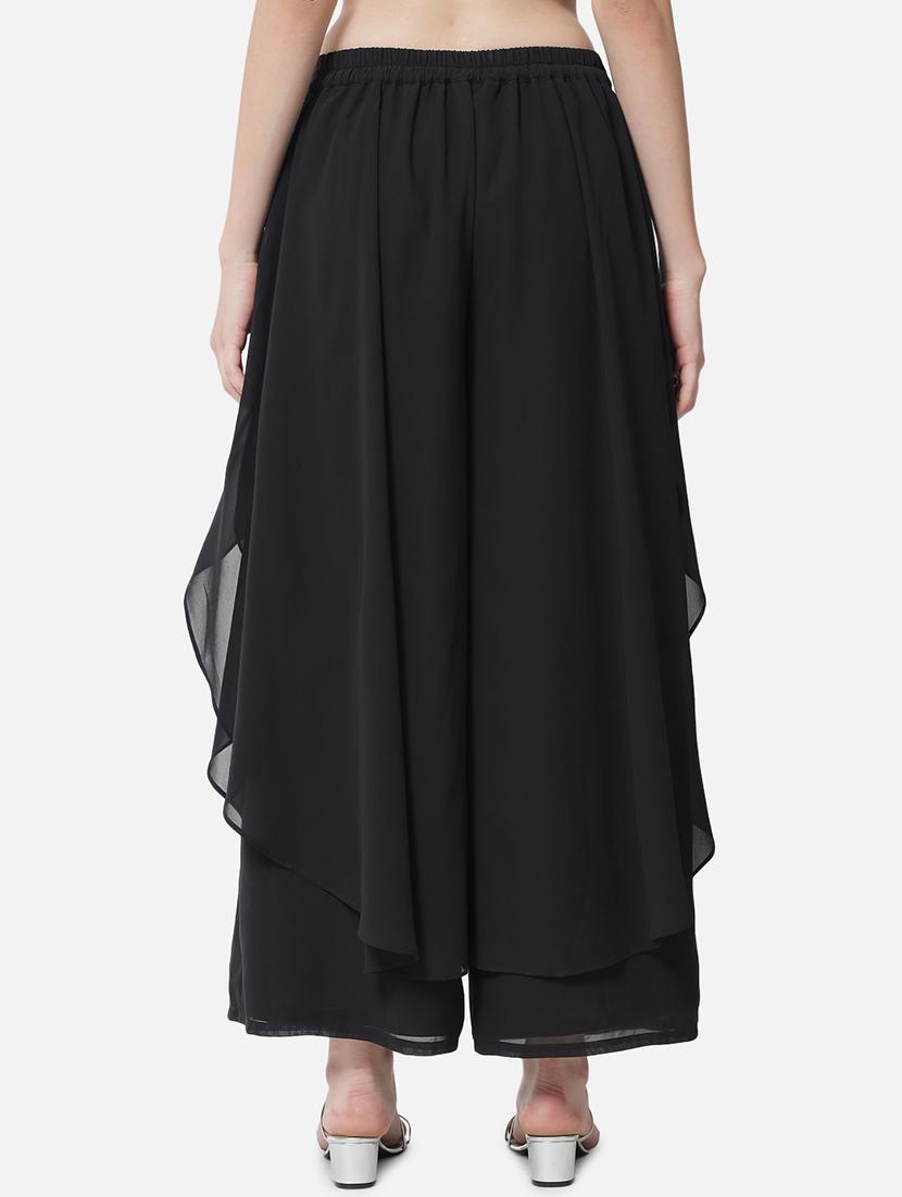 women solid mid rise ruffle palazzo - 21684849 - Standard Image - 3