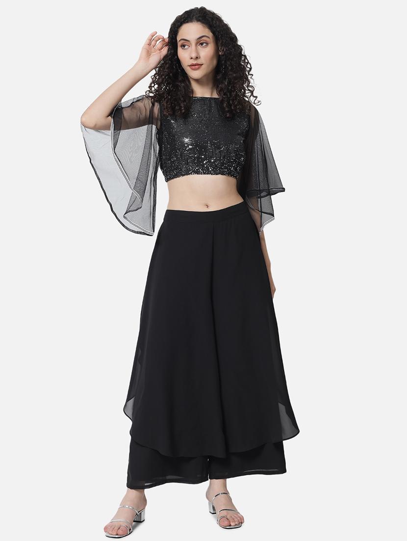 women solid mid rise ruffle palazzo - 21684849 - Standard Image - 5