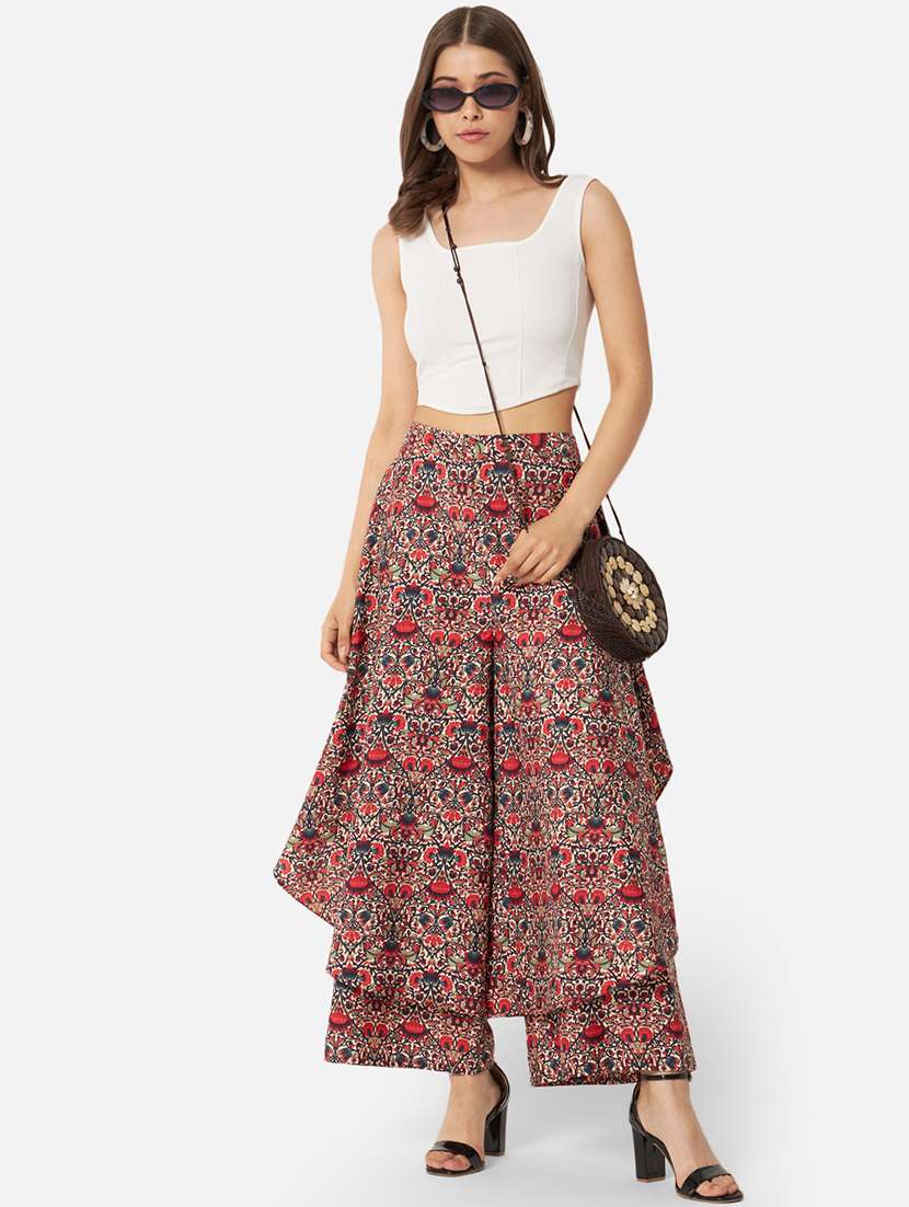 women printed mid rise flared palazzo - 21684860 -  Standard Image - 5