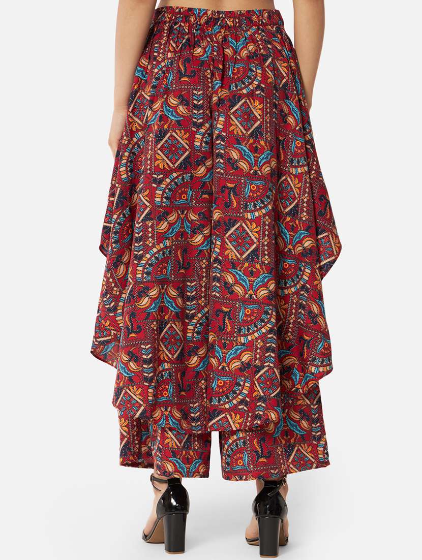 women printed mid rise flared palazzo - 21684861 -  Standard Image - 3