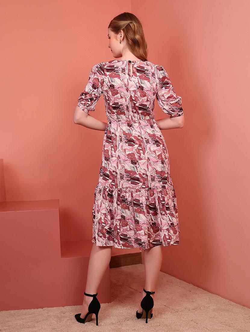 magneta polyester fit & flare dress - 21684869 - Standard Image - 3