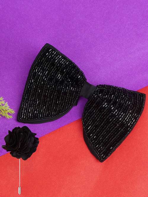 men elegant accessory set of bow tie & lapel pin combo - 21684923 - Standard Image - 0