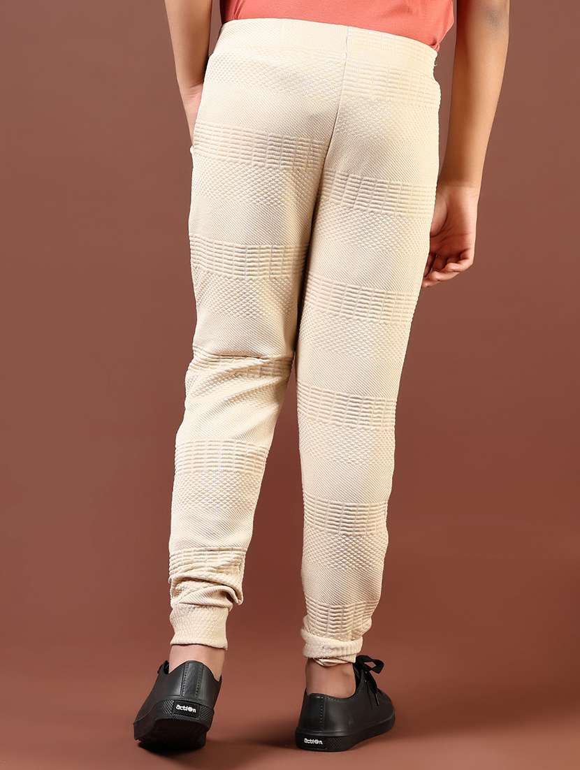 boys cream solid mid rise joggers - 21685086 -  Standard Image - 3