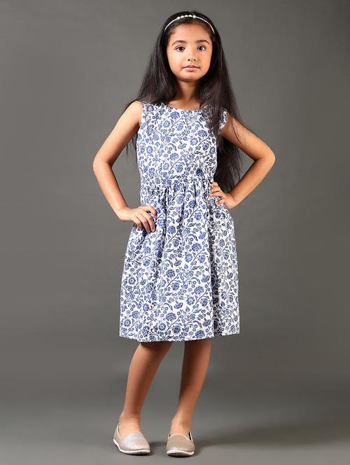 girls prinred sleeveless round neck frock - 21685096 - Standard Image - 0