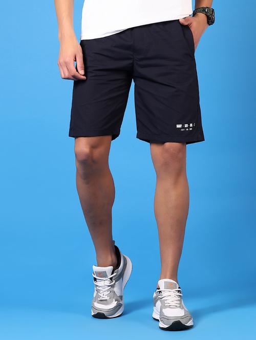 men navy blue solid mid rise sport short - 21685098 - Standard Image - 0