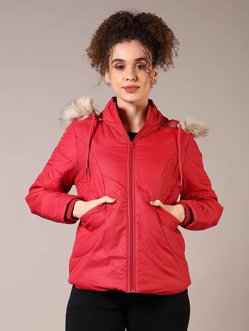 women solid hooded puffer jacket - 21685141 -  Zoom Image - 0