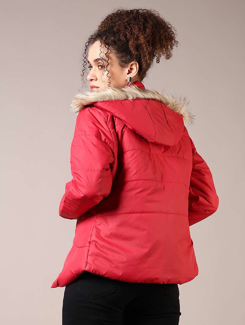 women solid hooded puffer jacket - 21685141 -  Standard Image - 3