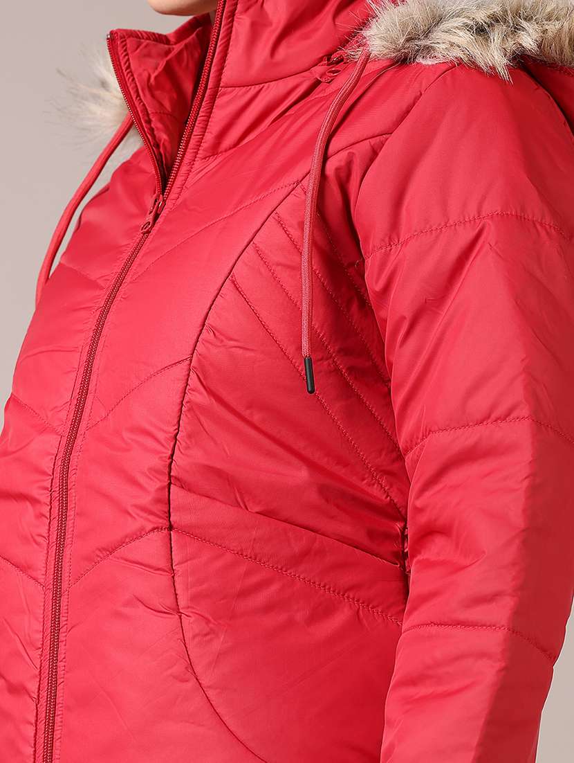 women solid hooded puffer jacket - 21685141 -  Standard Image - 5