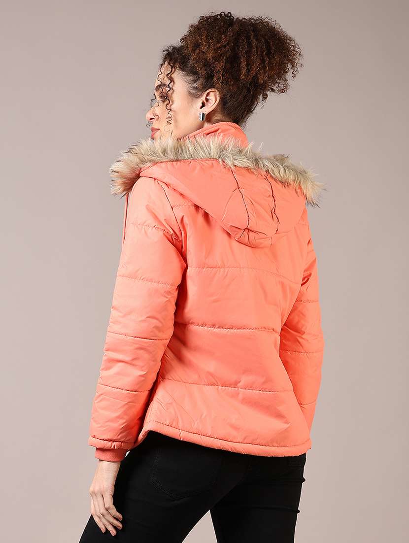 women solid hooded puffer jacket - 21685143 -  Standard Image - 3