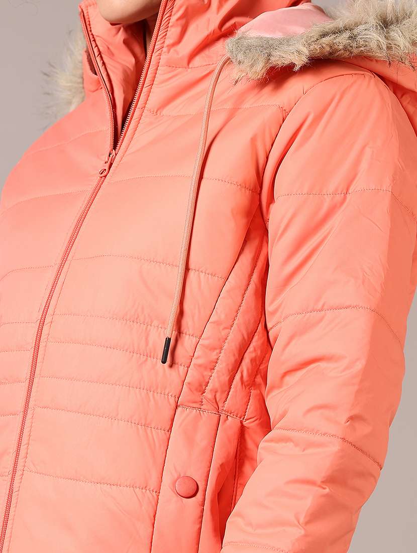 women solid hooded puffer jacket - 21685143 -  Standard Image - 5