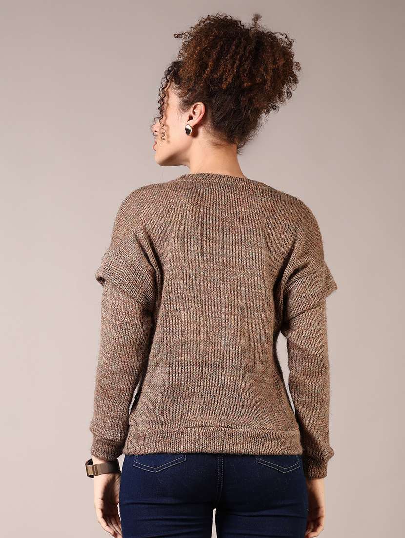 women solid long sleeve pullover - 21685175 -  Standard Image - 3