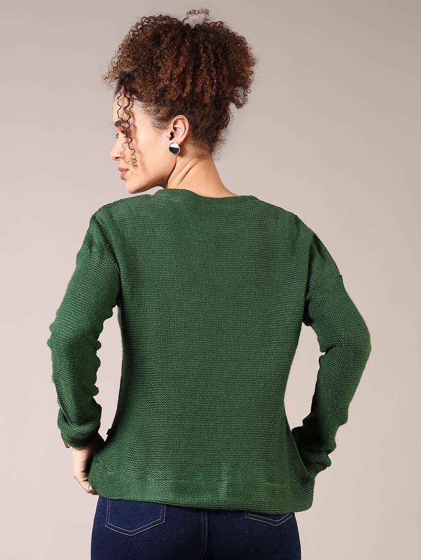 women solid long sleeve pullover - 21685176 -  Standard Image - 3
