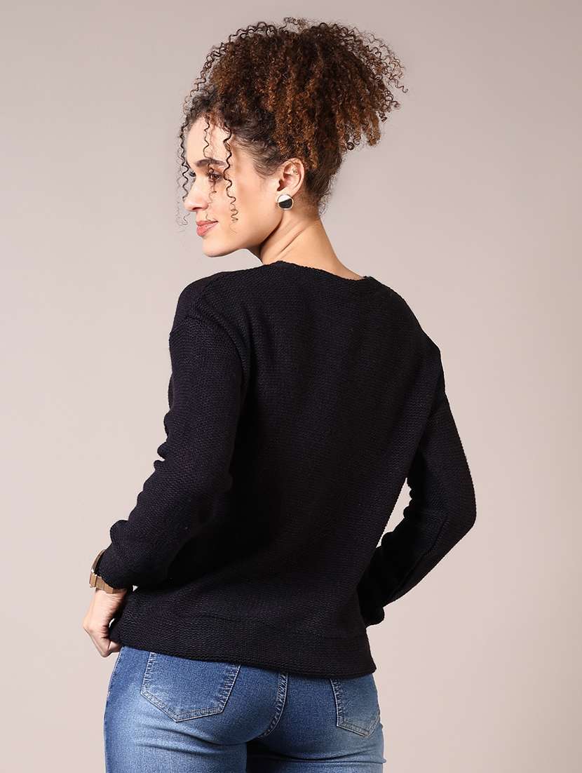 women solid long sleeve pullover - 21685177 -  Standard Image - 3