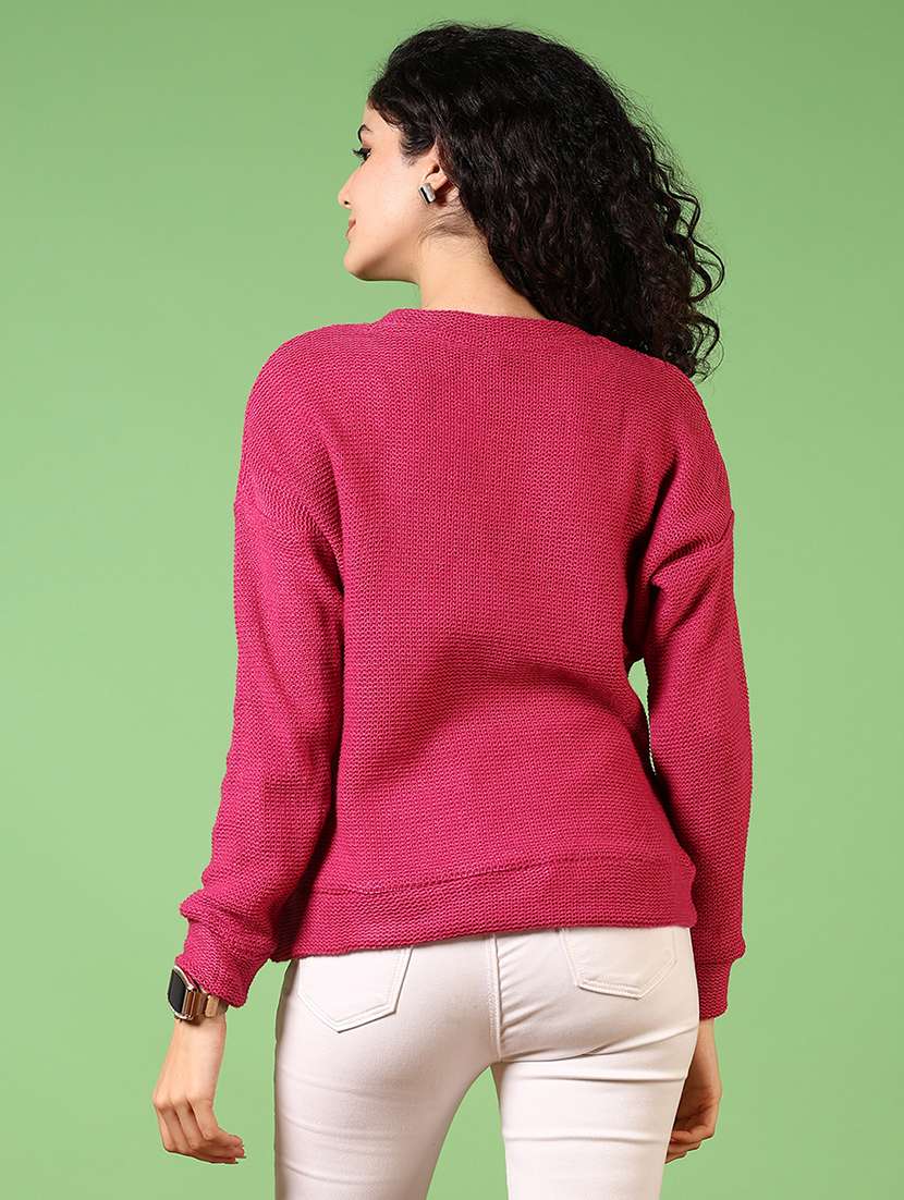women solid long sleeve pullover - 21685178 -  Standard Image - 3