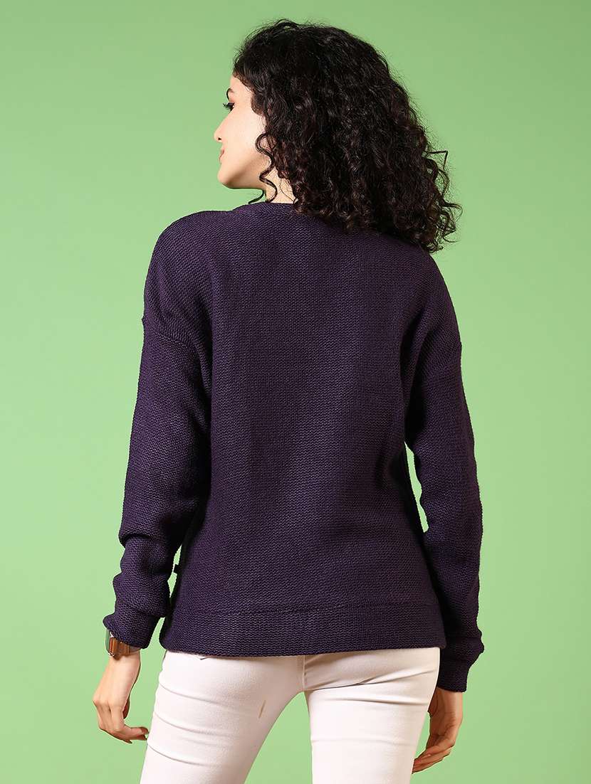 women solid long sleeve pullover - 21685179 -  Standard Image - 3