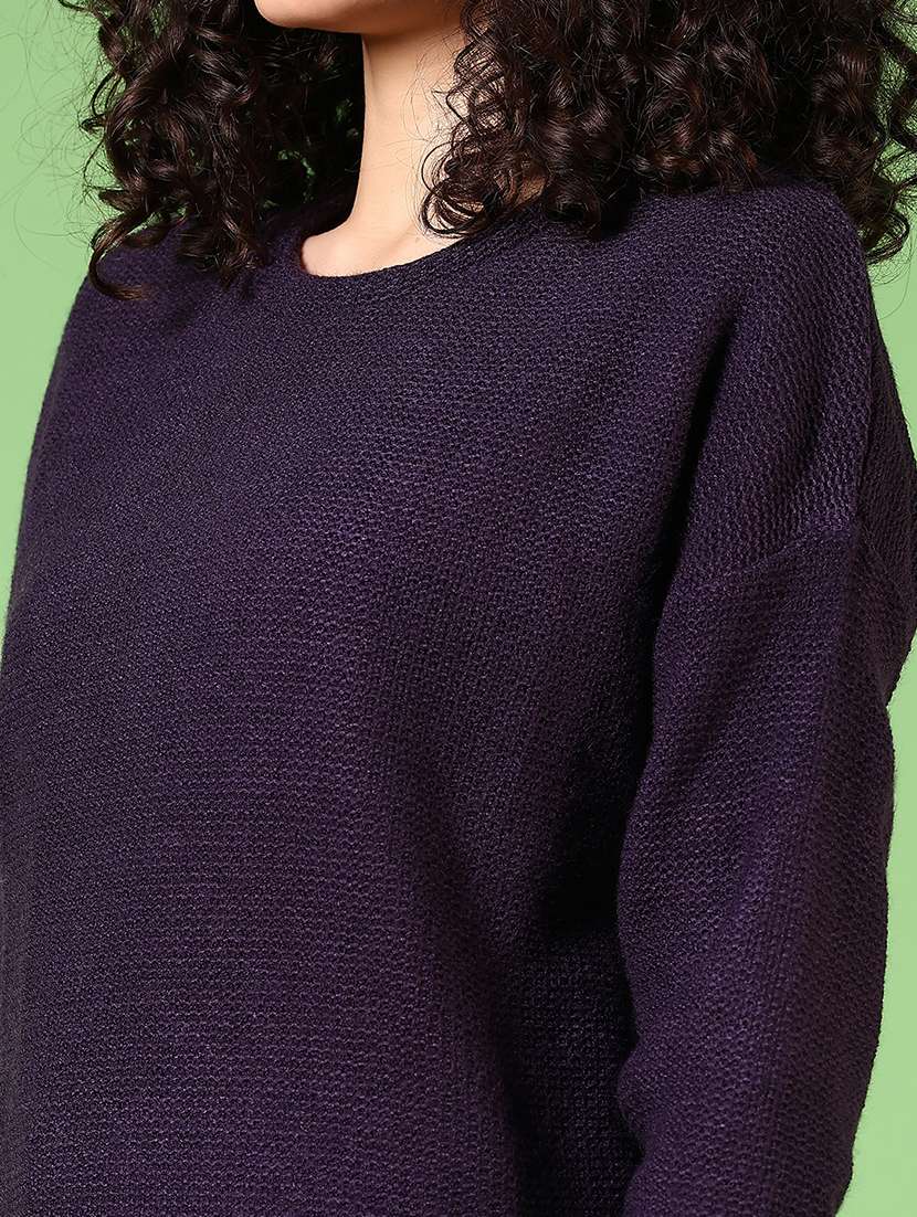 women solid long sleeve pullover - 21685179 -  Standard Image - 5