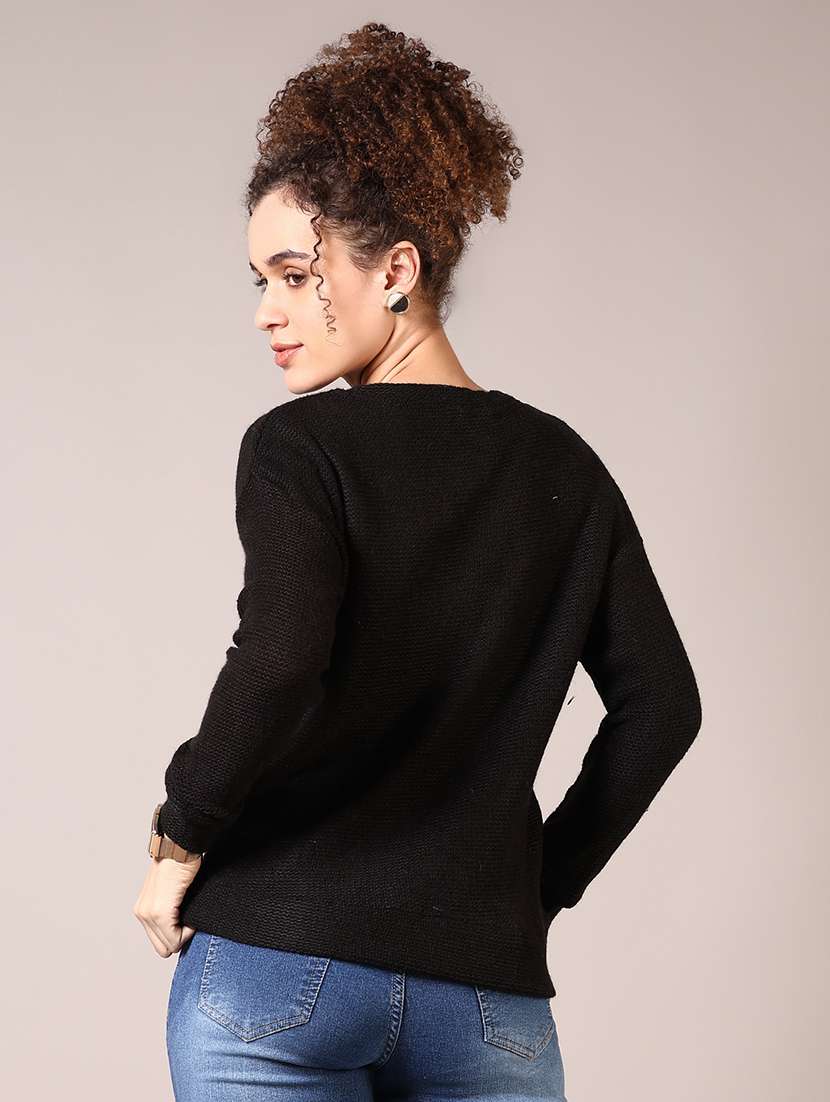 women solid long sleeve pullover - 21685180 -  Standard Image - 3