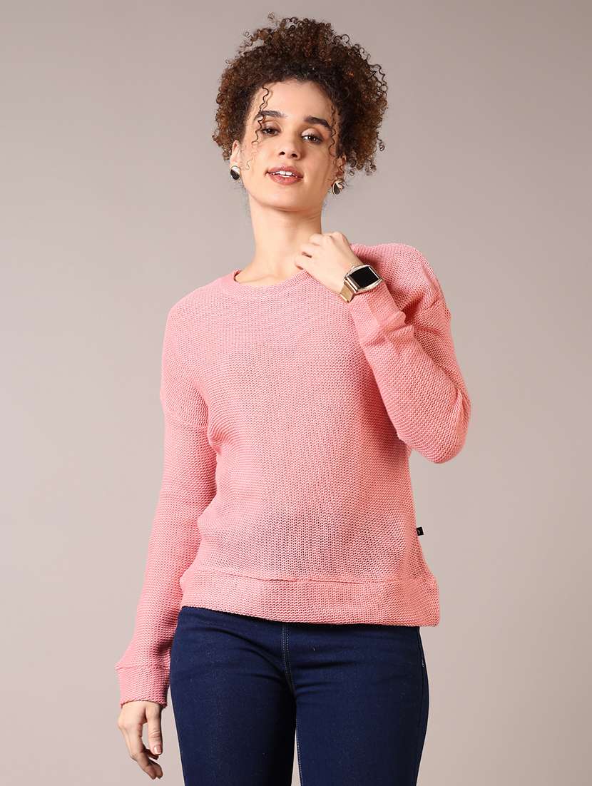 women solid long sleeve pullover - 21685183 -  Zoom Image - 0