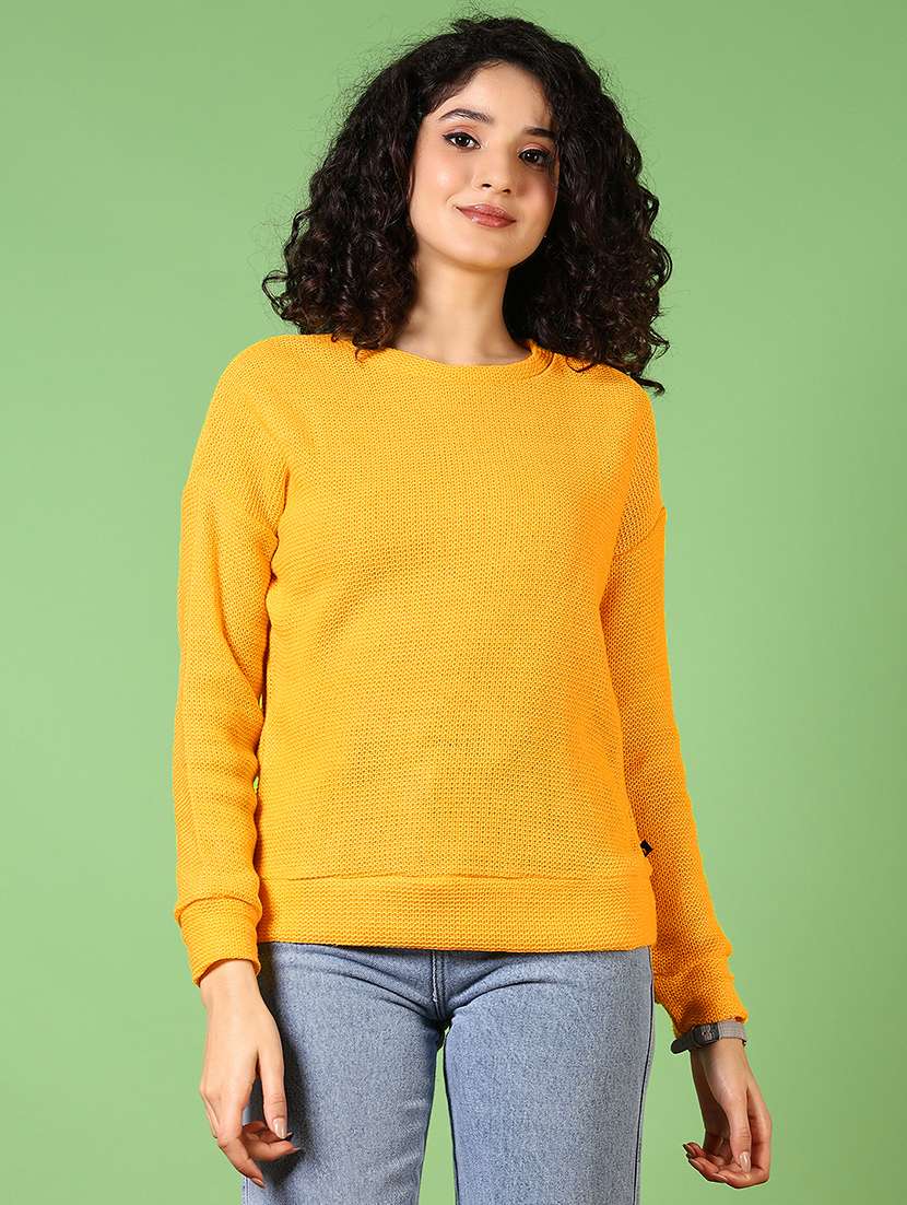 women solid long sleeve pullover