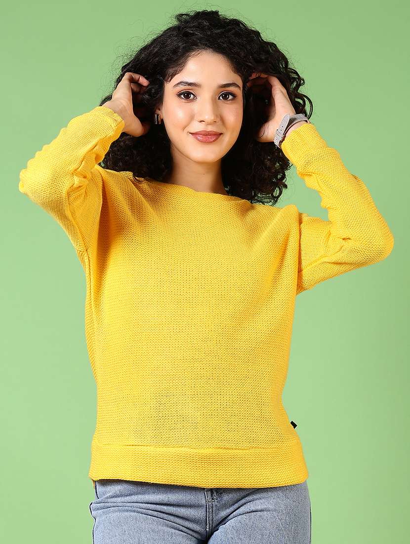 women solid long sleeve pullover