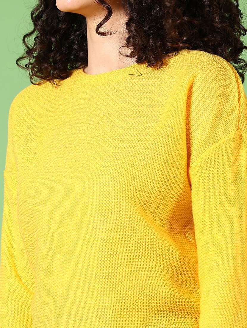 women solid long sleeve pullover - 21685185 -  Standard Image - 5
