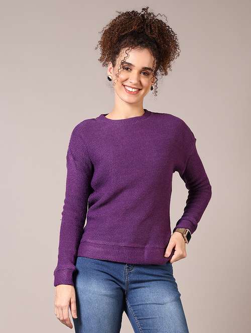 women solid long sleeve pullover - 21685186 -  Standard Image - 0