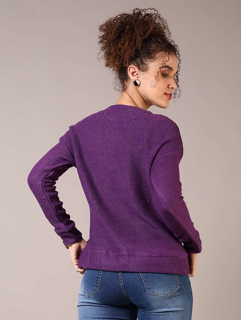 women solid long sleeve pullover - 21685186 -  Standard Image - 3