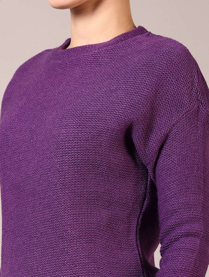 women solid long sleeve pullover - 21685186 -  Standard Image - 5