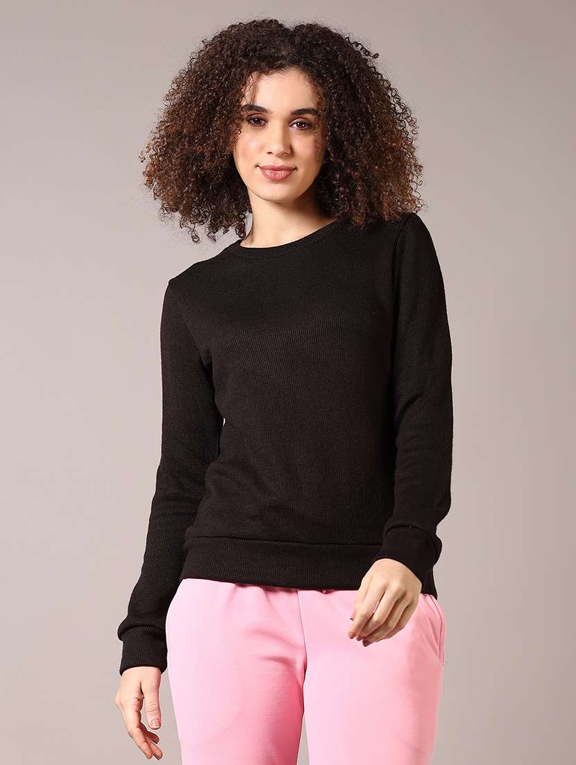 women solid long sleeve pullover