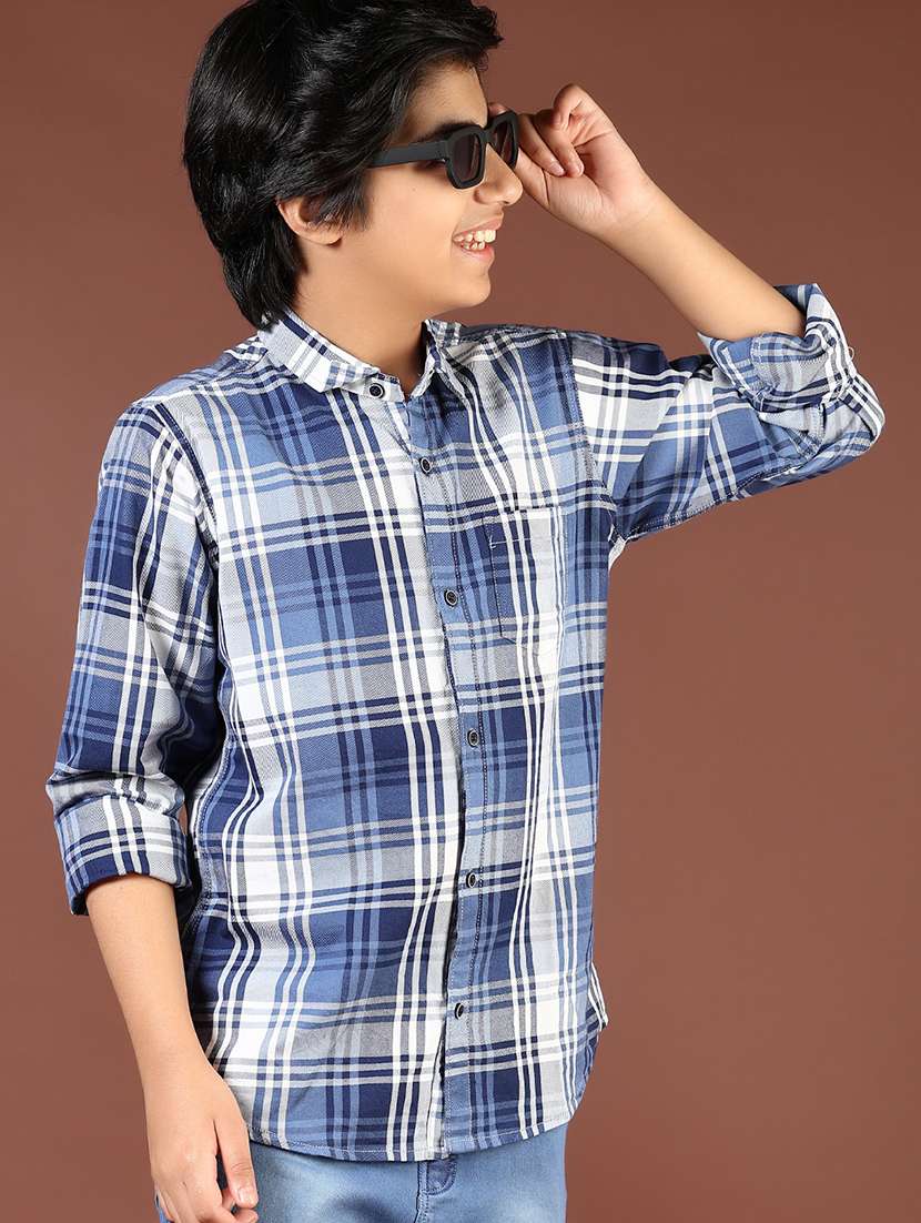 boys checkered long sleeve casual shirt - 21685198 -  Zoom Image - 0