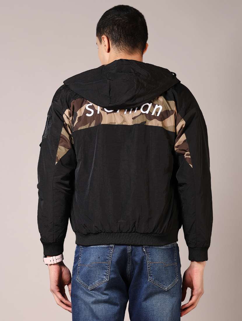men printed long sleeve bomber jacket