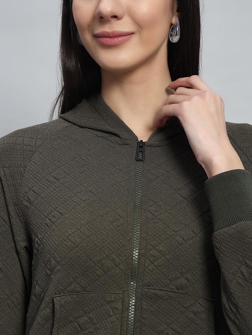 women solid hooded long sleeves crop sweatshirt - 21685409 - Standard Image - 5