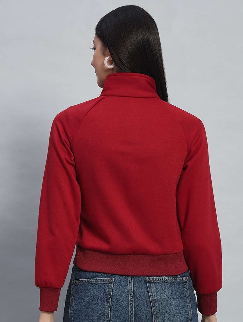 women solid long sleeves crop sweatshirt - 21685411 -  Standard Image - 3