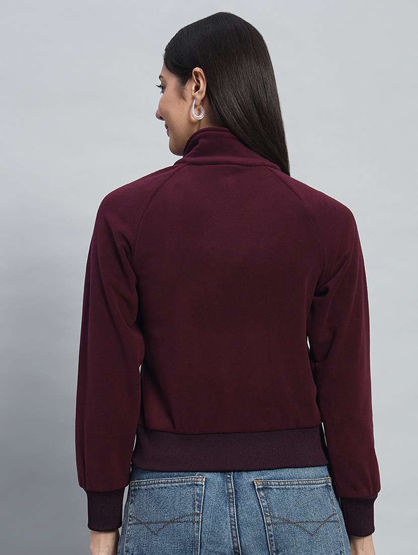 women solid long sleeves crop sweatshirt - 21685412 - Standard Image - 3