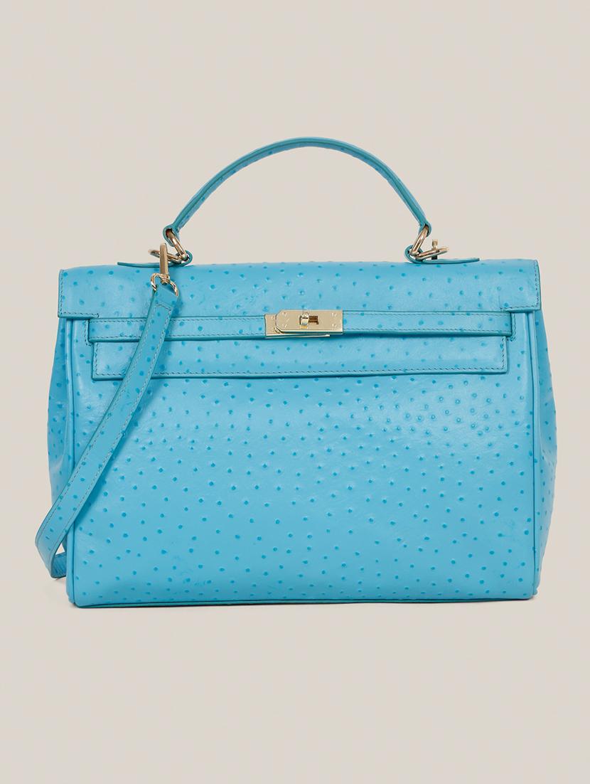 women blue textured leather handbag - 21685471 -  Zoom Image - 0