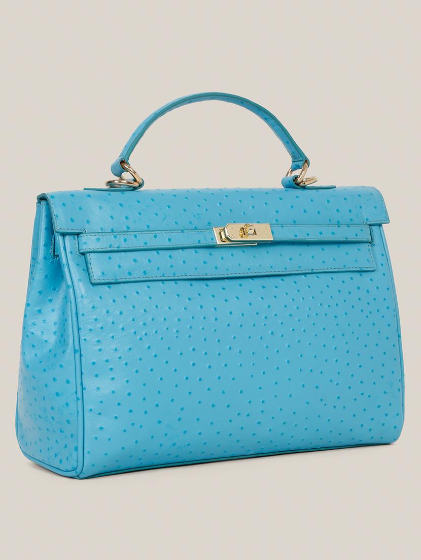 women blue textured leather handbag - 21685471 - Standard Image - 5