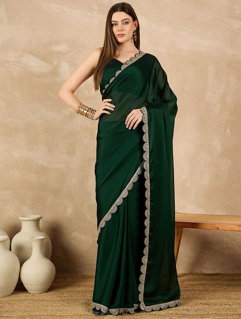 women green bordered saree with blouse - 21685502 - Zoom Image - 0