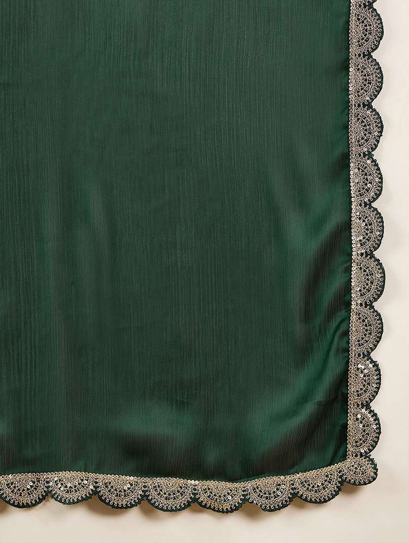 women green bordered saree with blouse - 21685502 - Standard Image - 5