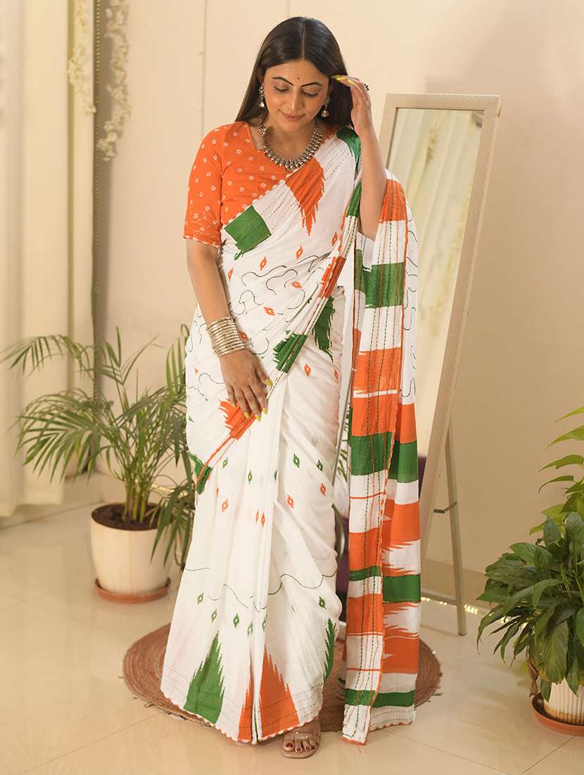 women printed handloom saree with blouse