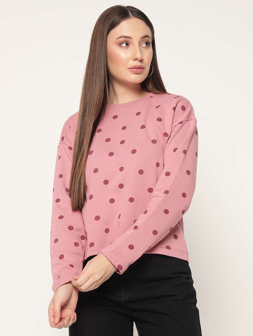 women polka doted all over print sweatshirt