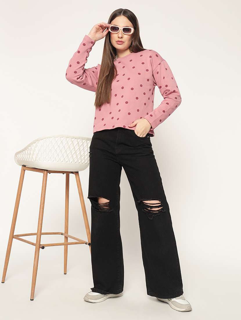women polka doted all over print sweatshirt - 21685585 -  Standard Image - 5