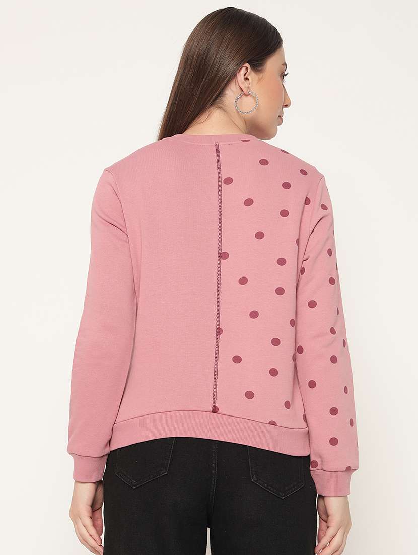 women polka doted placement print sweatshirt - 21685586 -  Standard Image - 3