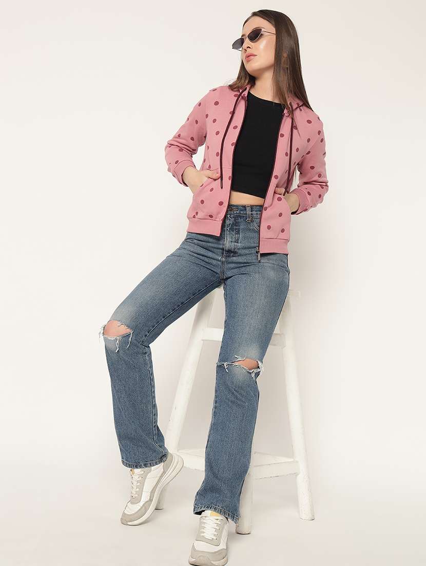 women polka doted placement print sweatshirt - 21685586 -  Standard Image - 5