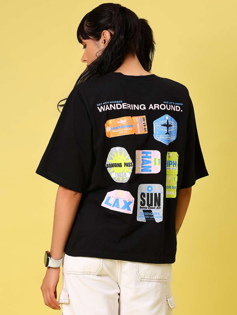 women printed short sleeve loose fit t-shirt