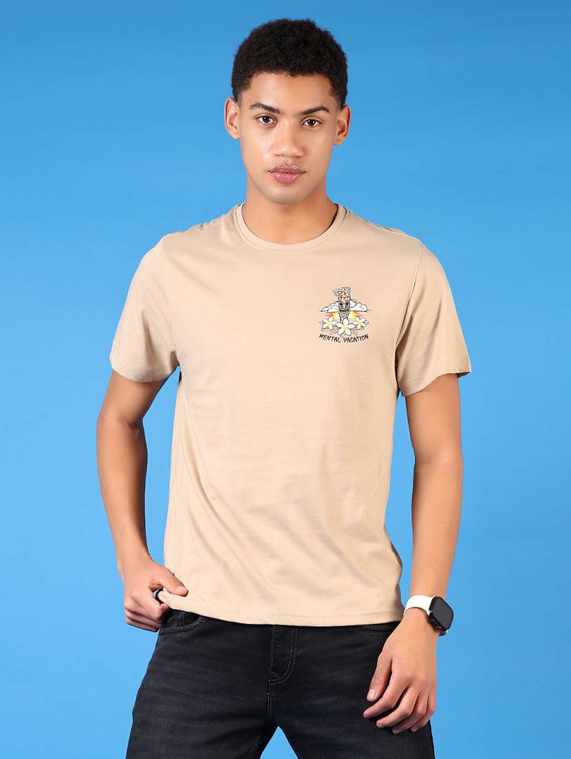 men printed short sleeves t-shirt