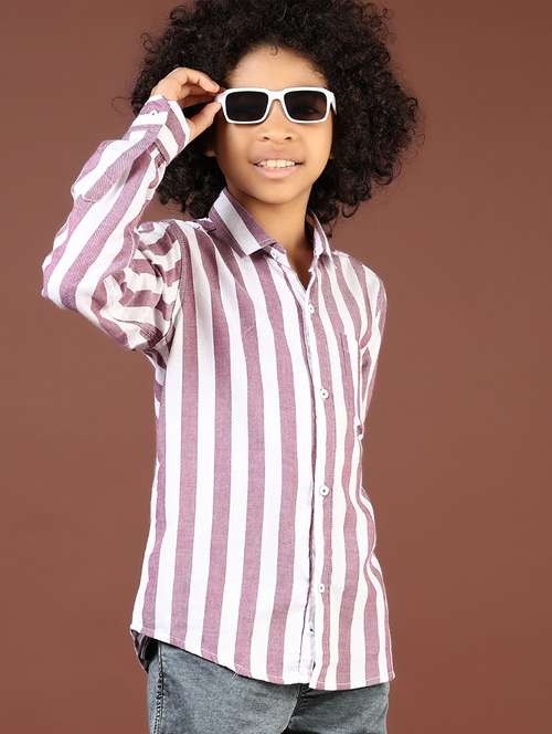 boys striped collared casual shirt - 21685691 -  Standard Image - 0