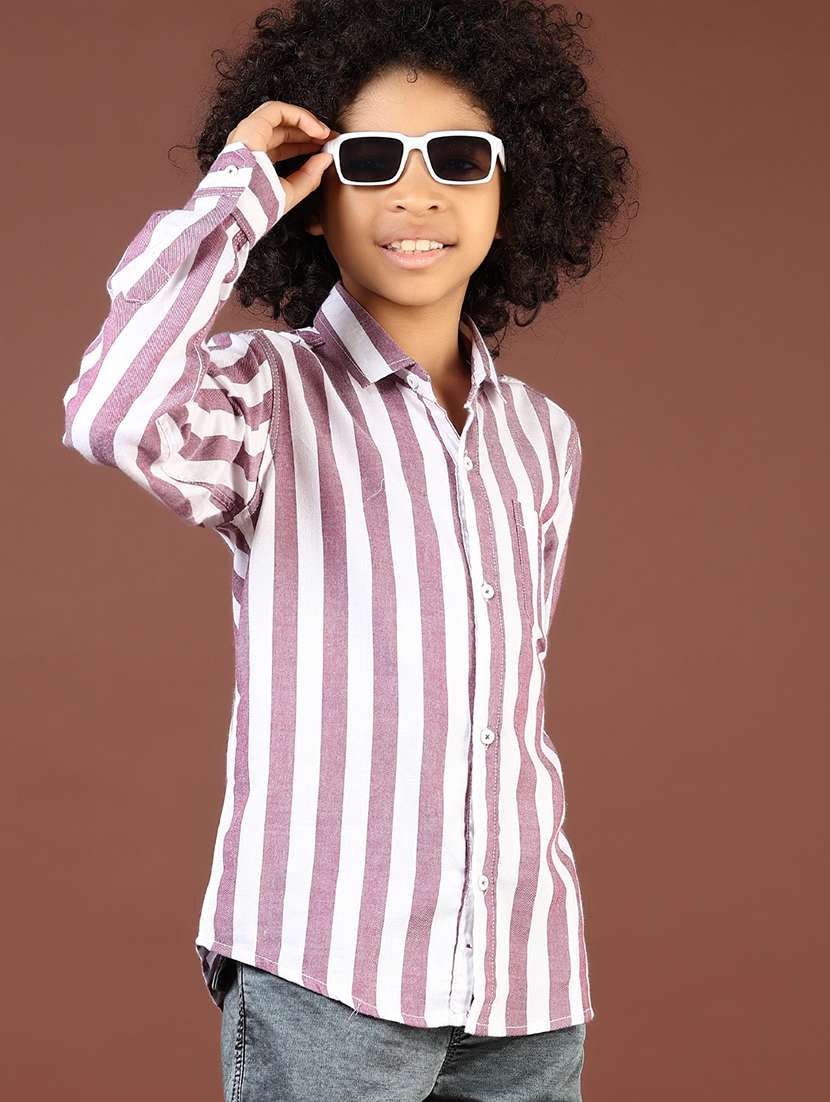 boys striped collared casual shirt - 21685691 -  Zoom Image - 0