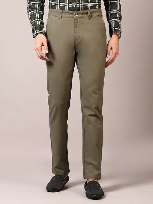 men solid mid rise chinos trouser - 21685725 -  Standard Image - 0